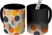 Magische Mok - Foto op Warmte Mokken - Koffiemok - Polkadot - Design - Retro - Oranje - Magic Mok - Beker - 350 ML - Theemok