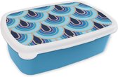 Boîte à Pain Blauw - Lunch Box - Boîte à Pain - Rétro - Motifs - Art Nouveau - 18x12x6 cm - Enfants - Garçon