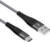 USB C laadkabel - USB C naar USB A - Nylon gevlochten mantel - 5 GB/s - Grijs - 1 meter - Allteq