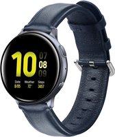 Strap-it Leren smartwatch bandje - geschikt voor Samsung Galaxy Watch Active / Active2 40mm & 44mm / Galaxy Watch 1 42mm / Galaxy Watch 3 41mm / Gear Sport - donkerblauw - Maat: Ma