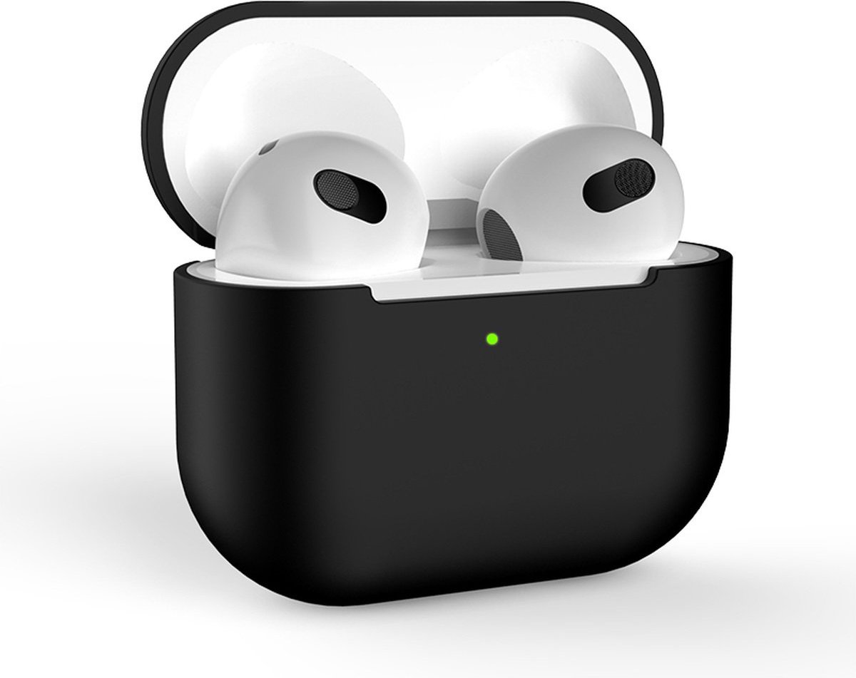Hoes voor Apple AirPods 3 - Zwart - Hoesje Siliconen Case Cover Bescherming