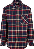 Urban Classics Overhemd -L- Heavy Oversized Checked Blauw/Rood