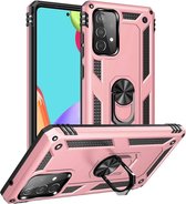 oTronica Armor Backcover voor Samsung Galaxy A22 (4G) hoesje met Ringhouder - Rose goud