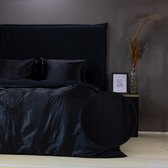 Y-NOT - Glans Satijn Designer Style Obsidian Black - Dekbedovertrek - Microvezel - Lits-jumeaux - 240x200/220 cm - Zwart