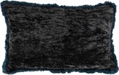kussen gestreeept 50 x 30 cm textiel grijs/navy