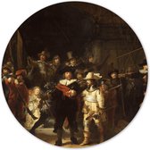Label2X - Muurcirkel De Nachtwacht, Rembrandt van Rijn, 1642 - Ø 12 cm - Forex - Multicolor - Wandcirkel - Rond Schilderij - Muurdecoratie Cirkel - Wandecoratie rond - Decoratie vo