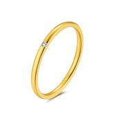 Twice As Nice Ring in goudkleurig edelstaal, 1 mm, 1 kristal  52