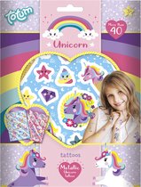 Totum unicorn tattoo 40 stuks kindertattoo metallic kids make-up verkleed en feest accessoire
