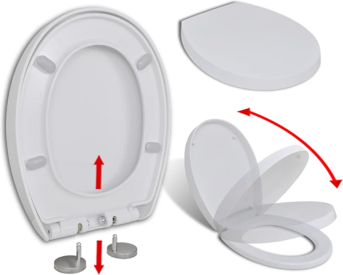 Toiletbril D-vormige toiletbril, kleur toiletbril langzaam sluitend, verwijderbare toiletpot, Quick-release toiletbril PP-materiaal, bovenbevestiging (paars) (paars