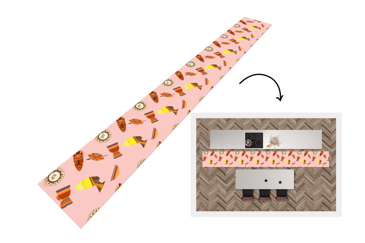 KitchenYeah Keukenloper - Keukenmat - Afrika - Djembé - Patronen - Afrikaanse maskers - Keuken vloerkleed multicolor, foto 3