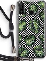 Case Company® - Huawei P30 Lite hoesje met Koord - Geometrische jungle - Telefoonhoesje met Zwart Koord - Bescherming aan alle Kanten en Over de Schermrand