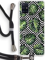 Case Company® - Samsung Galaxy A51 4G hoesje met Koord - Geometrische jungle - Telefoonhoesje met Zwart Koord - Bescherming aan alle Kanten en Over de Schermrand