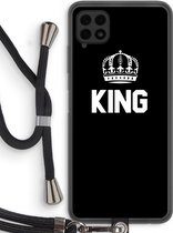 Case Company® - Samsung Galaxy A22 4G hoesje met Koord - King zwart - Telefoonhoesje met Zwart Koord - Bescherming aan alle Kanten en Over de Schermrand