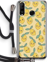 Case Company® - Huawei P30 Lite hoesje met Koord - Citroenen - Telefoonhoesje met Zwart Koord - Bescherming aan alle Kanten en Over de Schermrand