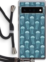 Case Company® - Google Pixel 6 Pro hoesje met Koord - Kwallie - Telefoonhoesje met Zwart Koord - Bescherming aan alle Kanten en Over de Schermrand