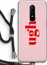 Case Company® - OnePlus 6 hoesje met Koord - Ugh - Telefoonhoesje met Zwart Koord - Bescherming aan alle Kanten en Over de Schermrand