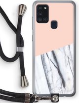 Case Company® - Samsung Galaxy A21s hoesje met Koord - A touch of peach - Telefoonhoesje met Zwart Koord - Bescherming aan alle Kanten en Over de Schermrand