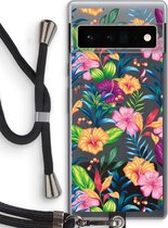 Case Company® - Google Pixel 6 Pro hoesje met Koord - Tropisch 2 - Telefoonhoesje met Zwart Koord - Bescherming aan alle Kanten en Over de Schermrand