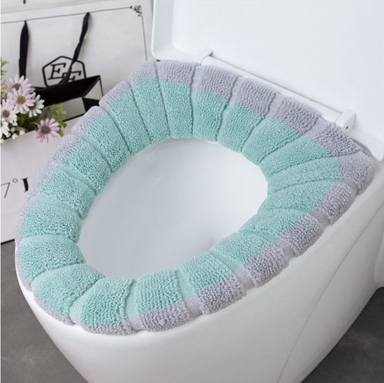 Housse pour lunette de toilettes de siège de toilette élastique - Lavable - Grijs vert - 1 pièce