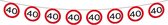 feestslinger Verkeersbord 40 papier 12 meter rood/wit
