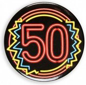 button 50 neon 5,5 cm zwart