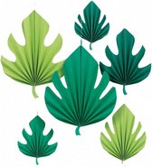 feestdecoratie palmblad 20/30/40 cm groen 6 stuks