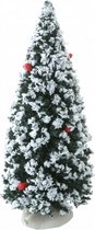 kerstboom besneeuwd kerstdorp 15 cm groen/wit/rood