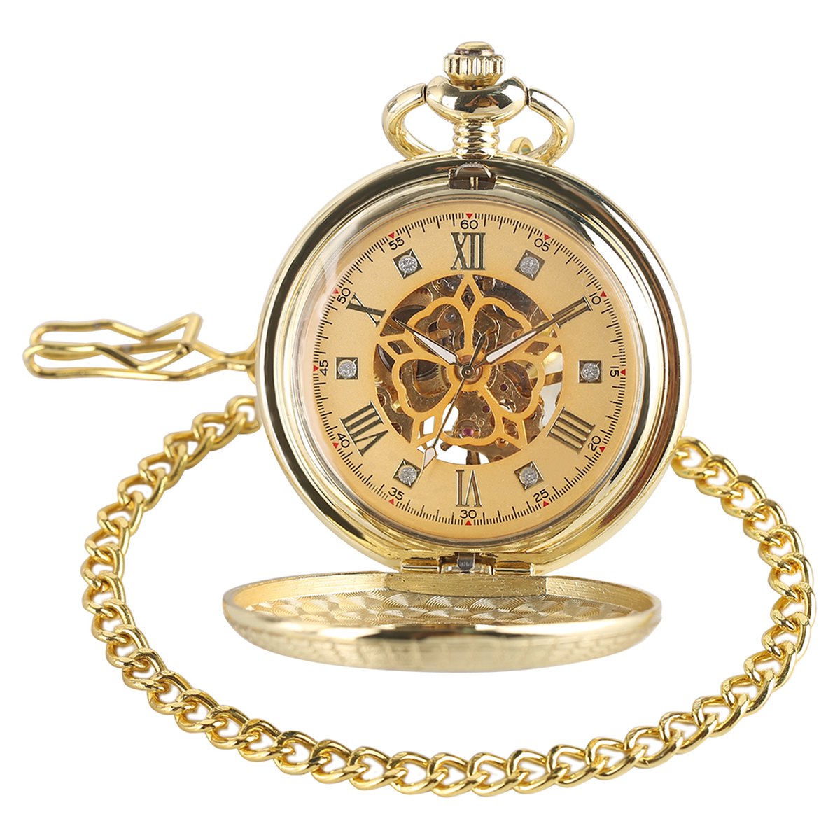 Zakhorloge Deluxe Mechanisch Goud - Met ketting - Mechanisch zakhorloge met handmatige opwinding