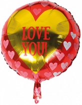 folieballon Love You 45 cm rood/goud