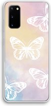 Case Company® - Samsung Galaxy S20 hoesje - White butterfly - Soft Cover Telefoonhoesje - Bescherming aan alle Kanten en Schermrand