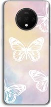 Case Company® - OnePlus 7T hoesje - White butterfly - Soft Cover Telefoonhoesje - Bescherming aan alle Kanten en Schermrand