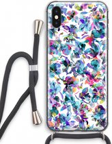 Case Company® - iPhone XS hoesje met Koord - Hibiscus Flowers - Telefoonhoesje met Zwart Koord - Extra Bescherming aan alle Kanten en Over de Schermrand