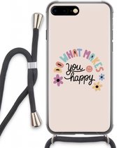 Case Company® - iPhone 8 Plus hoesje met Koord - Happy days - Telefoonhoesje met Zwart Koord - Extra Bescherming aan alle Kanten en Over de Schermrand