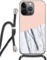Case Company® - iPhone 13 Pro hoesje met Koord - A touch of peach - Telefoonhoesje met Zwart Koord - Extra Bescherming aan alle Kanten en Over de Schermrand