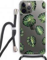 Case Company® - iPhone 12 Pro hoesje met Koord - Tropische bladeren - Telefoonhoesje met Zwart Koord - Extra Bescherming aan alle Kanten en Over de Schermrand