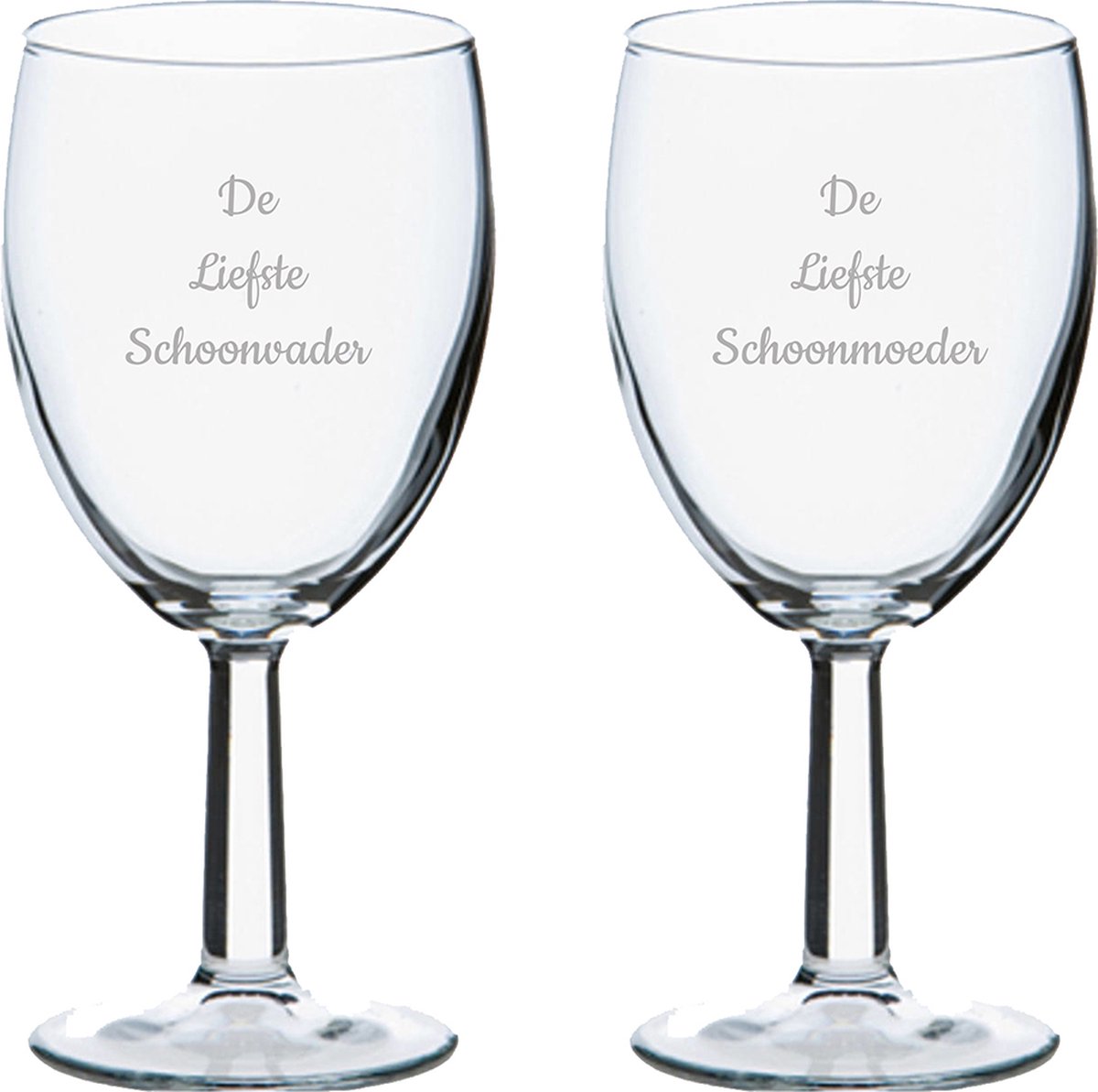 Gegraveerde wijnglas 24,5cl De Liefste Schoonvader-De Liefste Schoonmoeder