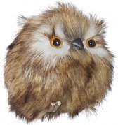 kerstdecoratie uil 10 cm polyester bruin
