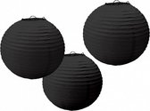 lampionnen 24 cm 3 stuks zwart