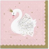 servetten stylish swan 33 cm roze/goud 16 stuks