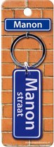 sleutelhanger straatnaam Manon 9 cm staal blauw