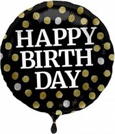 folieballon Happy Birthday 45 cm zwart