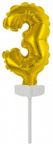 folieballon cijfer '3' 18,5 x 9 cm goud