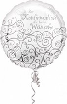 folieballon Zur Konfirmation 43 cm wit/zilver