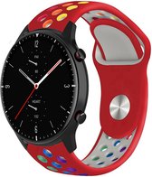 Siliconen Smartwatch bandje - Geschikt voor Strap-it Amazfit GTR 2 sport band - rood kleurrijk - GTR 2 - 22mm - Strap-it Horlogeband / Polsband / Armband
