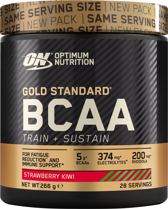 Optimum Nutrition Gold Standard BCAA - Strawberry Kiwi - Aminozuren - Train & Sustain - 266 gram (28 doseringen) - Optimum Nutrition