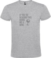 Grijs  T shirt met  print van "If you're reading this bring me a Wine " print Zilver size XS
