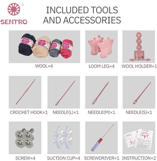 Sentro - Breimolen 48 naalden - Breimachine - Breimachine volwassene - Punnikmolen - Breimolen groot - Sentra