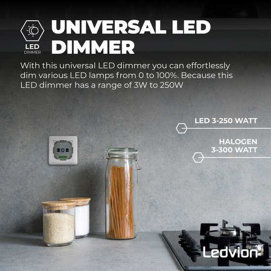 Gradateur LED Ledvion 3-250 Watt 220-240V - Coupure de phase - Universel - Complet