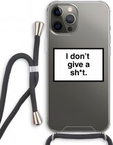 Case Company® - iPhone 12 Pro hoesje met Koord - Don't give a shit - Telefoonhoesje met Zwart Koord - Extra Bescherming aan alle Kanten en Over de Schermrand