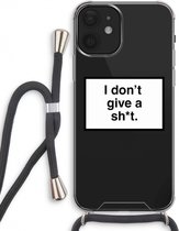 Case Company® - iPhone 12 hoesje met Koord - Don't give a shit - Telefoonhoesje met Zwart Koord - Extra Bescherming aan alle Kanten en Over de Schermrand